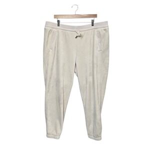Athleta Jogger Pants Womens 2X White Plush Fleece‎ Lounge Drawstring Pockets